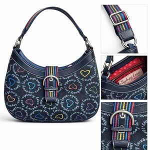 Sydney Love Rainbow Heart Shoulder Bag Y2K Gen Z Crescent Hobo Denim Look Cute